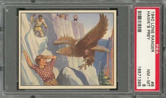 1940 R83 Gum, Inc. "Lone Ranger" #8 "Hawks Prey" – PSA NM-MT 8 "1 of 3!"